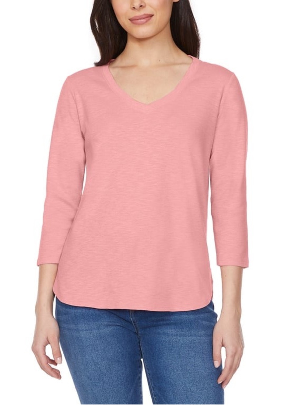 Kirkland Signature Women's ¾ Sleeve V-Neck Slub Tee shirt